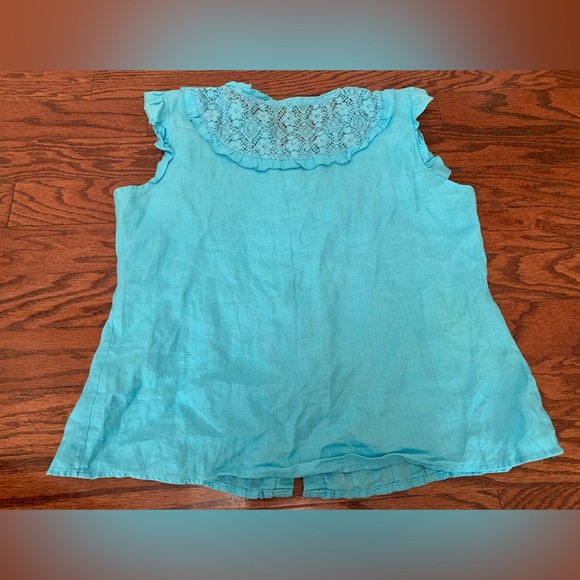 Giorgiana by Naji Linen Blue Blouse Size XL - Picture 2 of 3
